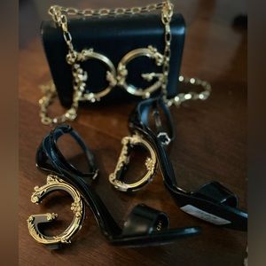 Dolce & Gabbana signature heels. Black Patent Leather sz 38.5 NEW